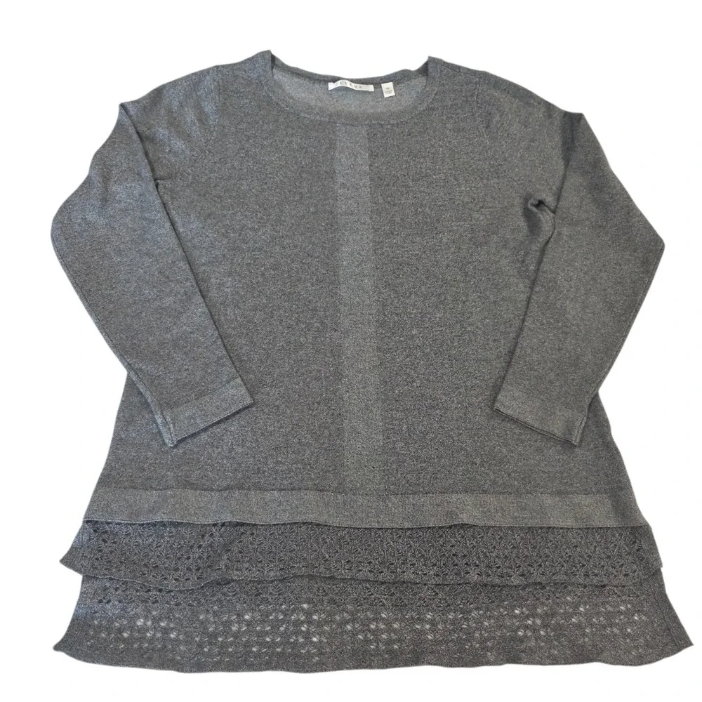Cyrus Sweater Womens Gray‎ M Tunic Crew Neck Knit Long Sleeve Pullover